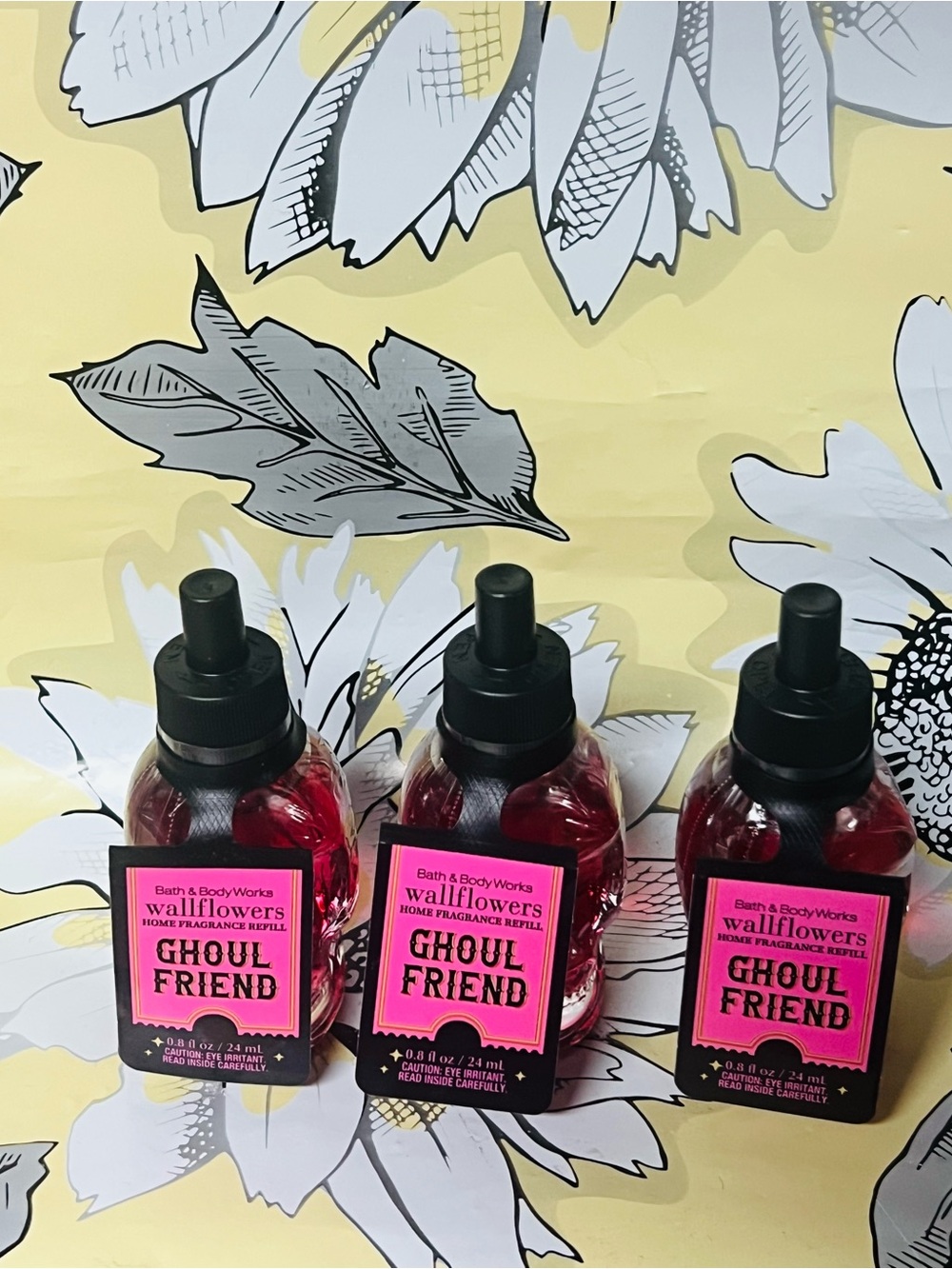 3 New Bath Body Works Ghoul Friend Wallflowers Refill Skull Bottle Halloween